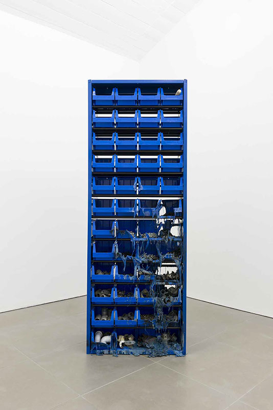Matias Faldbakken Parts Cabinet, 2013 metal cabinet, plastic drawers, screws, spare parts, 200 x 70.5 x 37cm. CHEWDAY'S. CZUDEJ
